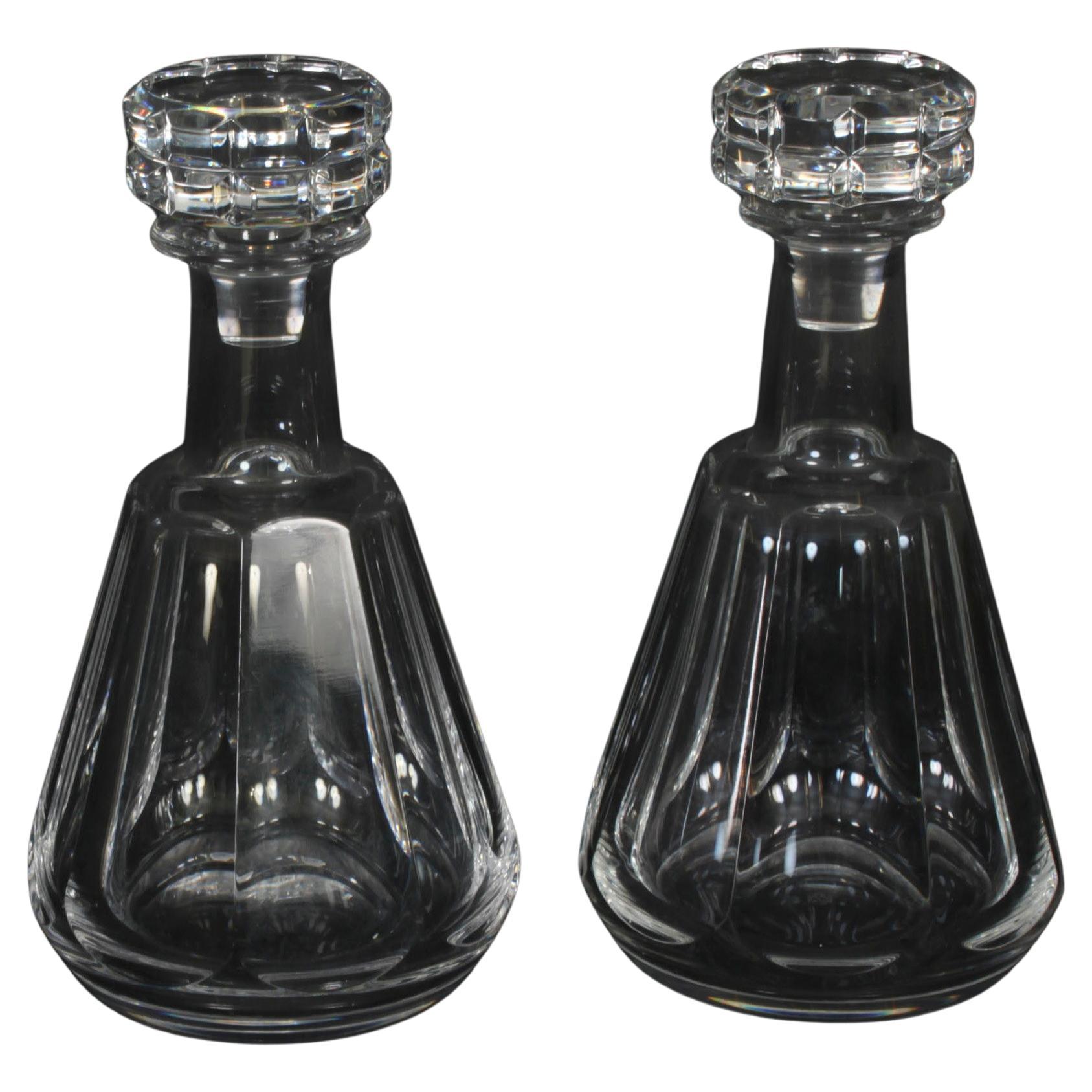 Vintage Pair of Harcourt Talleyrand Crystal Decanters by Baccarat Mid 20th C For Sale