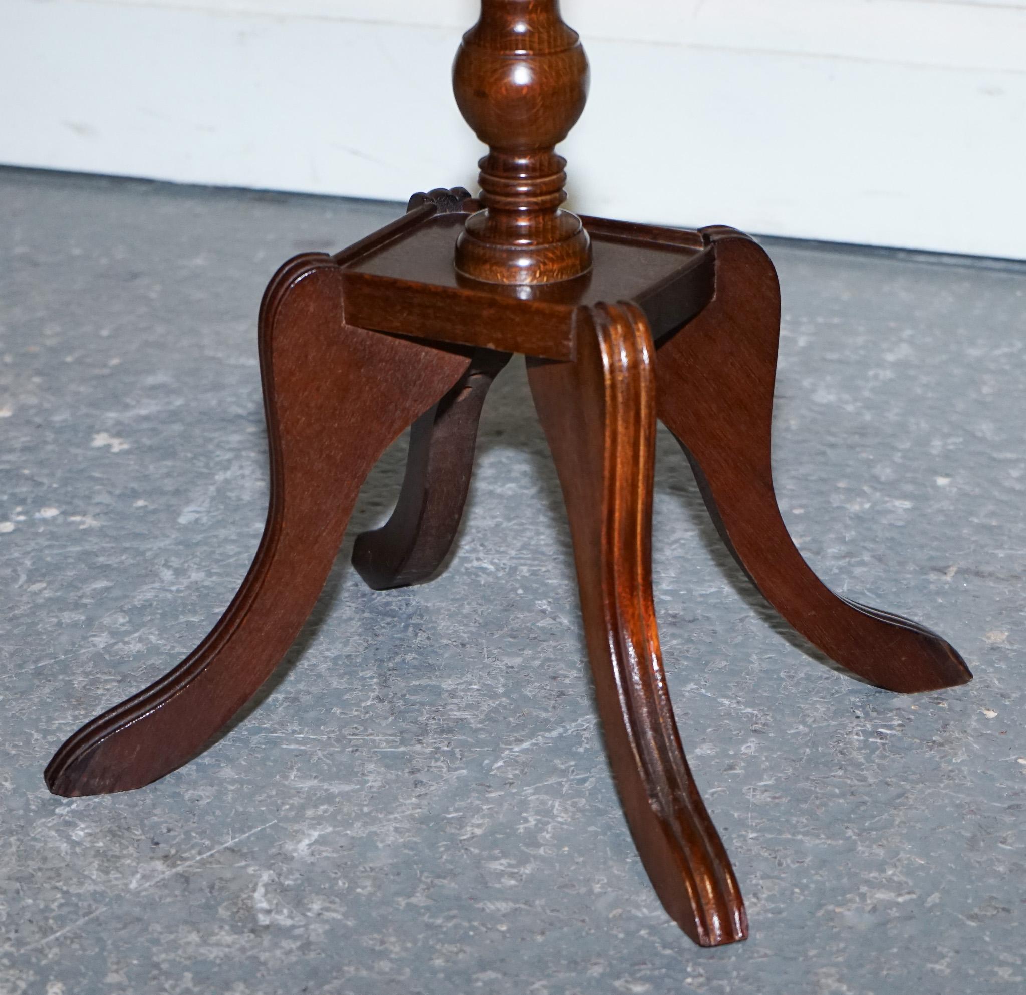 20th Century VINTAGE PAIR OF HARDWOOD SIDE END WINE TABLE WITH GALLERY RAIL PiE CRUST BORDER For Sale