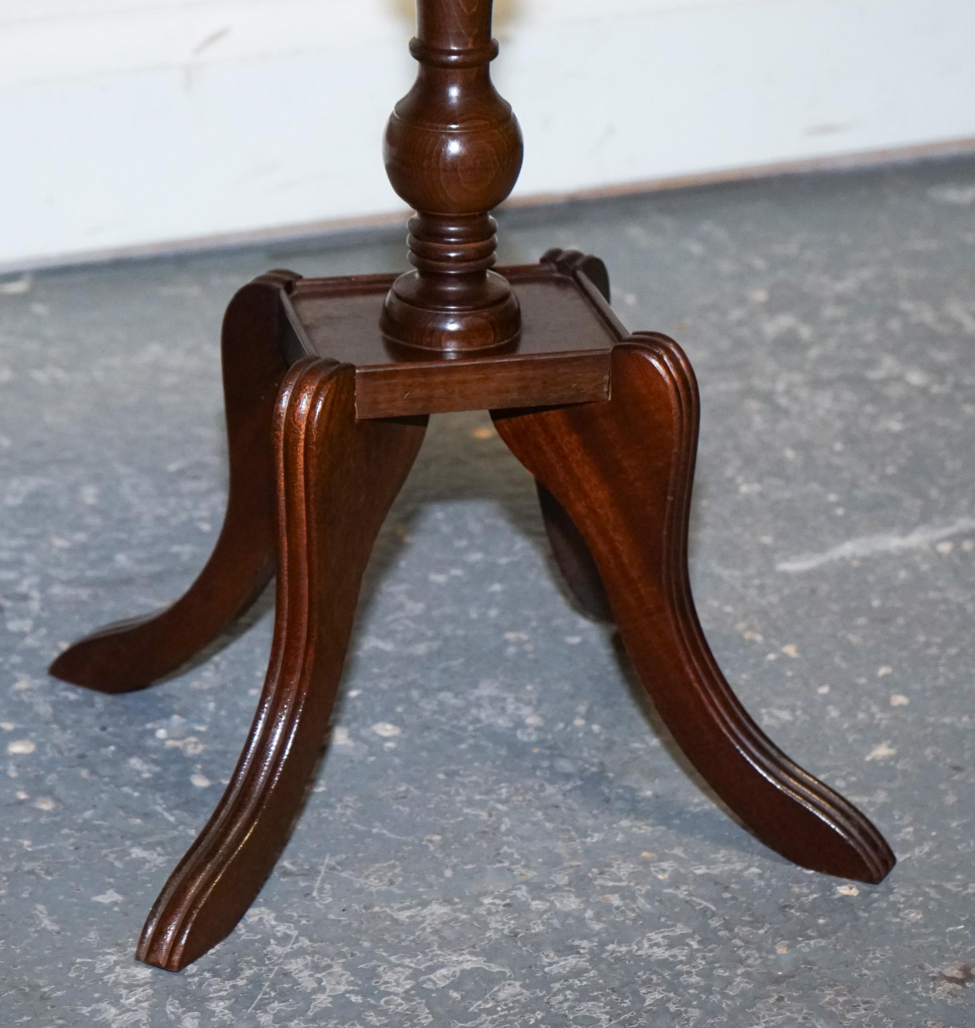 Hardwood VINTAGE PAIR OF HARDWOOD SIDE END WINE TABLE WITH GALLERY RAIL PiE CRUST BORDER For Sale