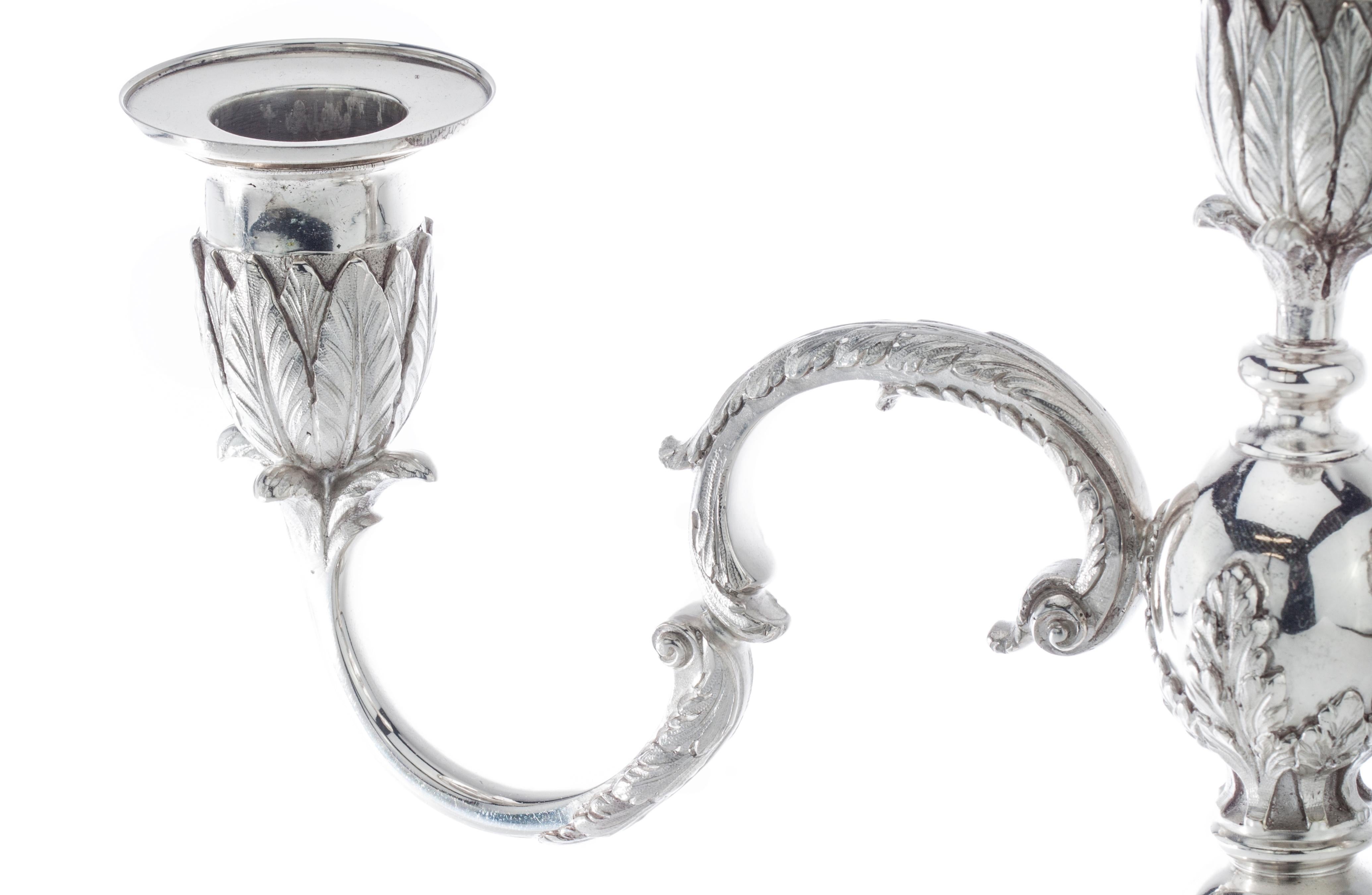 Asprey & Co. hollow Silver pair of candelabras, London, 1961 For Sale 3