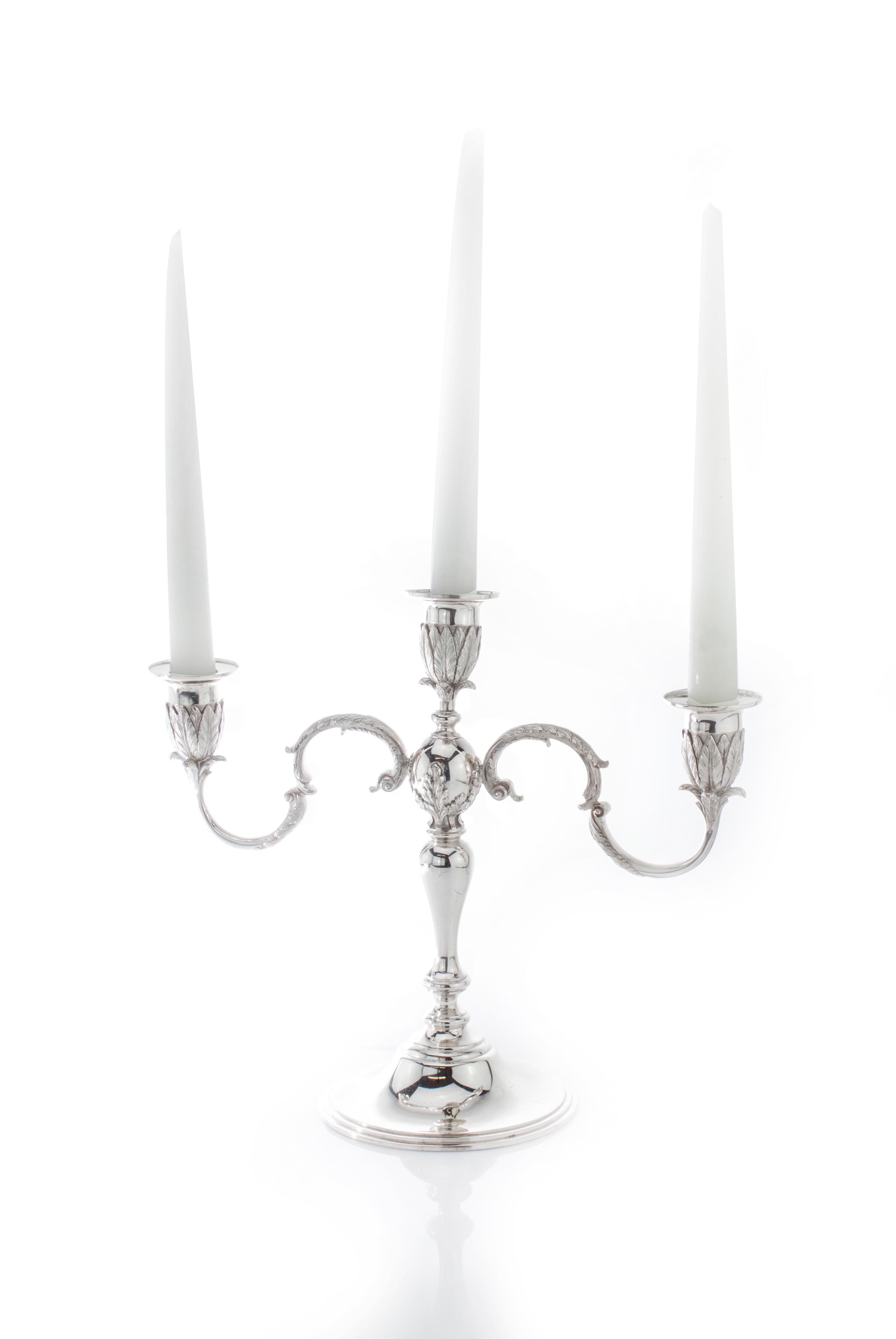 Mid-20th Century Asprey & Co. hollow Silver pair of candelabras, London, 1961 For Sale