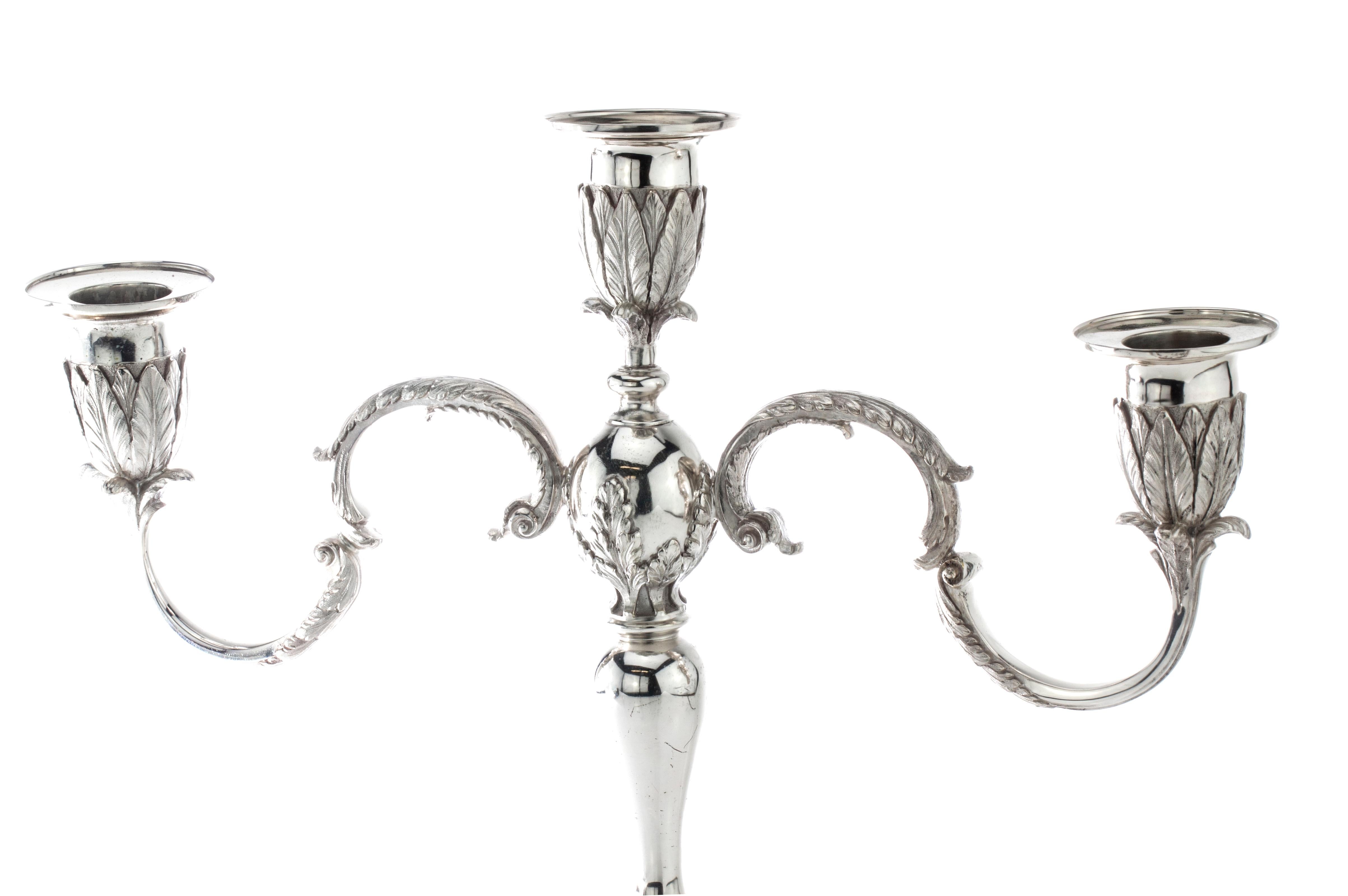 Sterling Silver Asprey & Co. hollow Silver pair of candelabras, London, 1961 For Sale