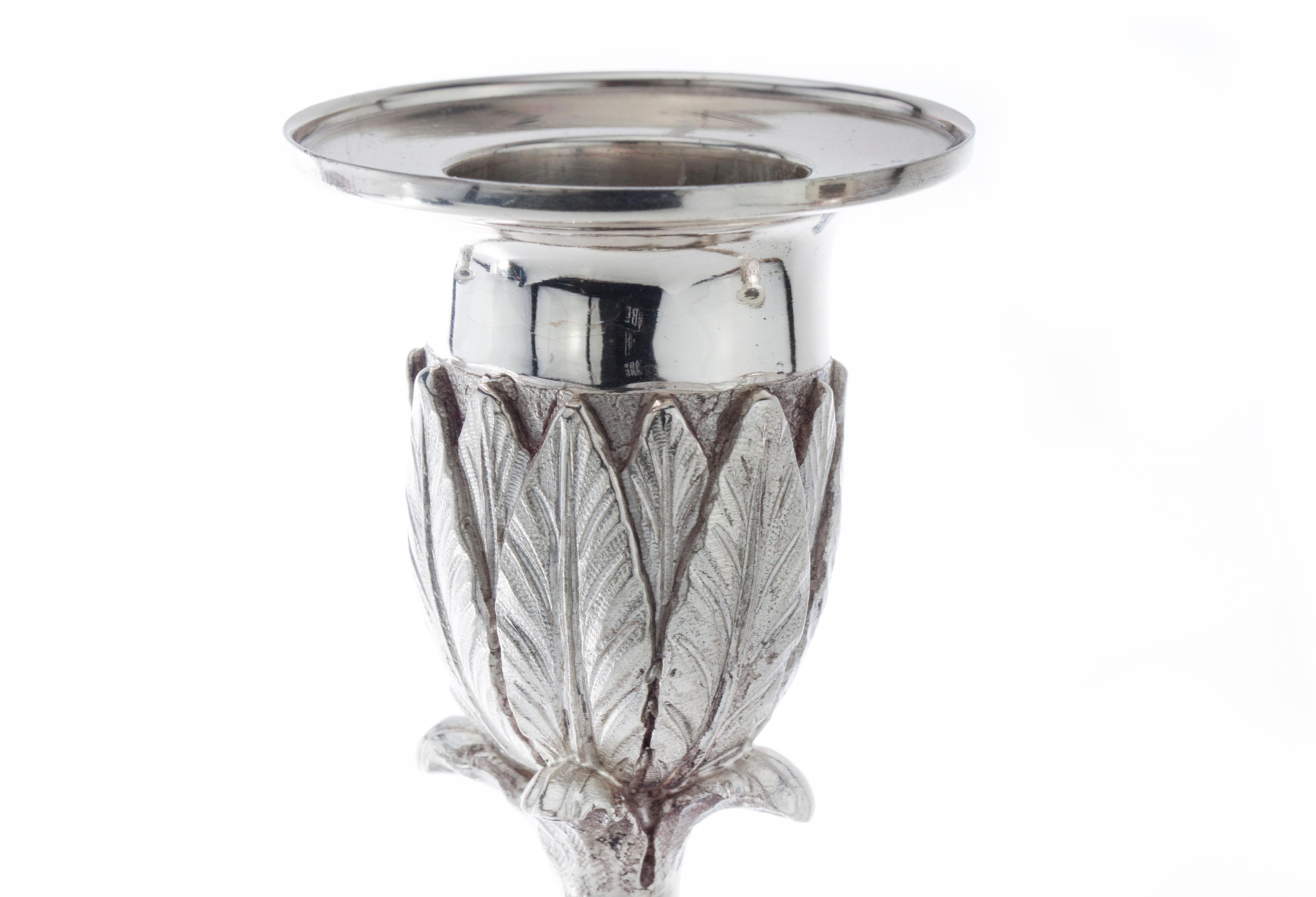Asprey & Co. hollow Silver pair of candelabras, London, 1961 For Sale 1