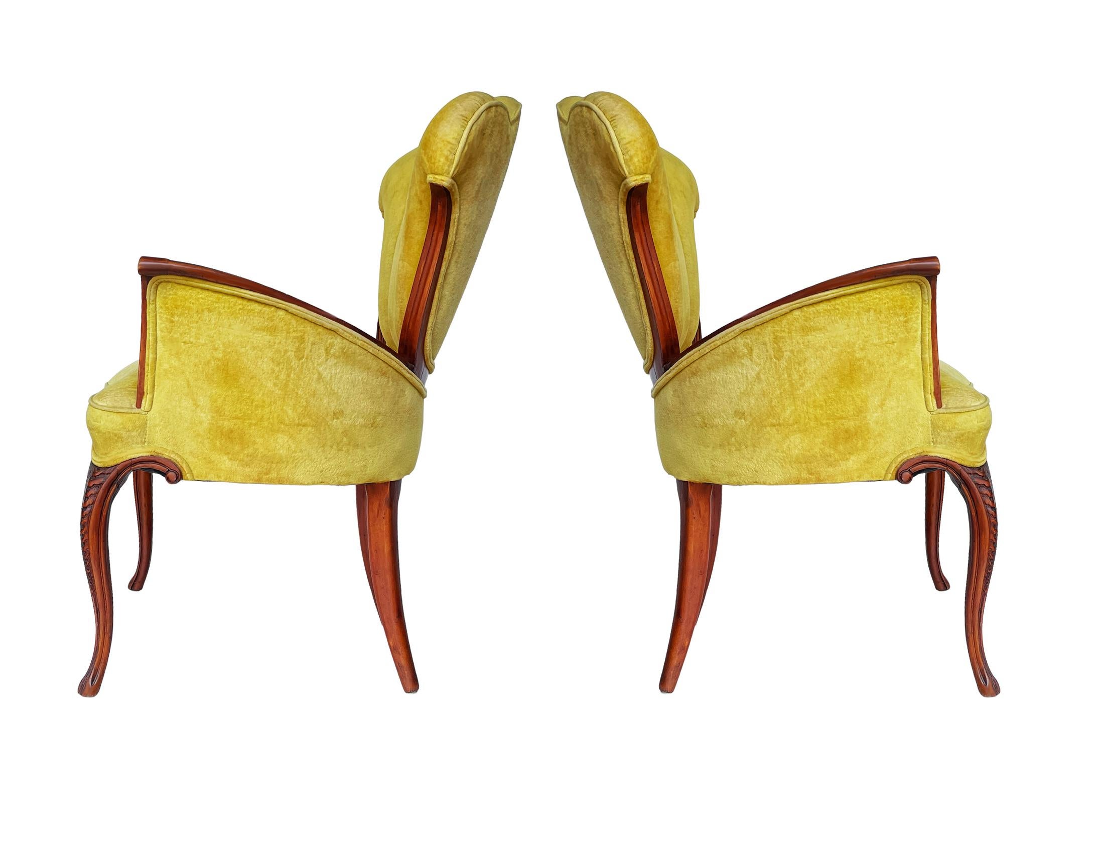 Vintage Pair of Hollywood Regency Art Nouveau Style French Lounge Armchairs  For Sale 4