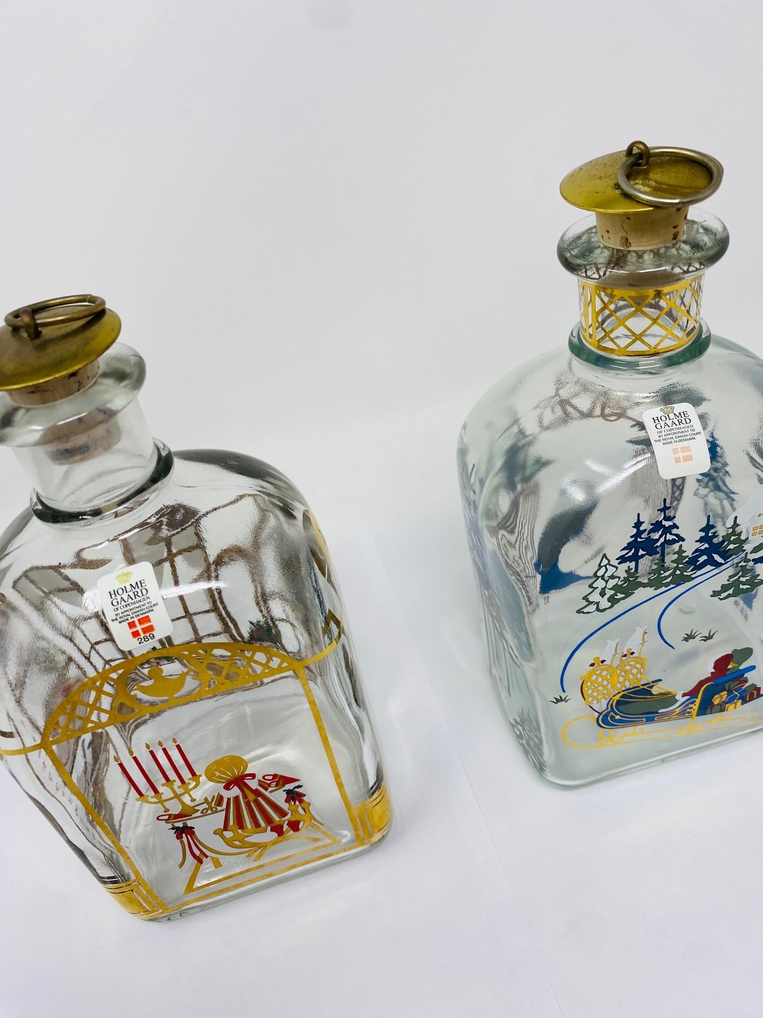 Danese Coppia di decanter natalizi in cristallo Holmegaard Vintage Holiday Edition