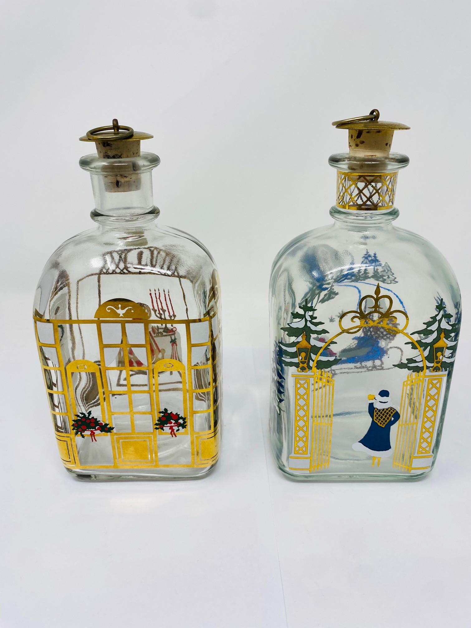 Fatto a mano Coppia di decanter natalizi in cristallo Holmegaard Vintage Holiday Edition