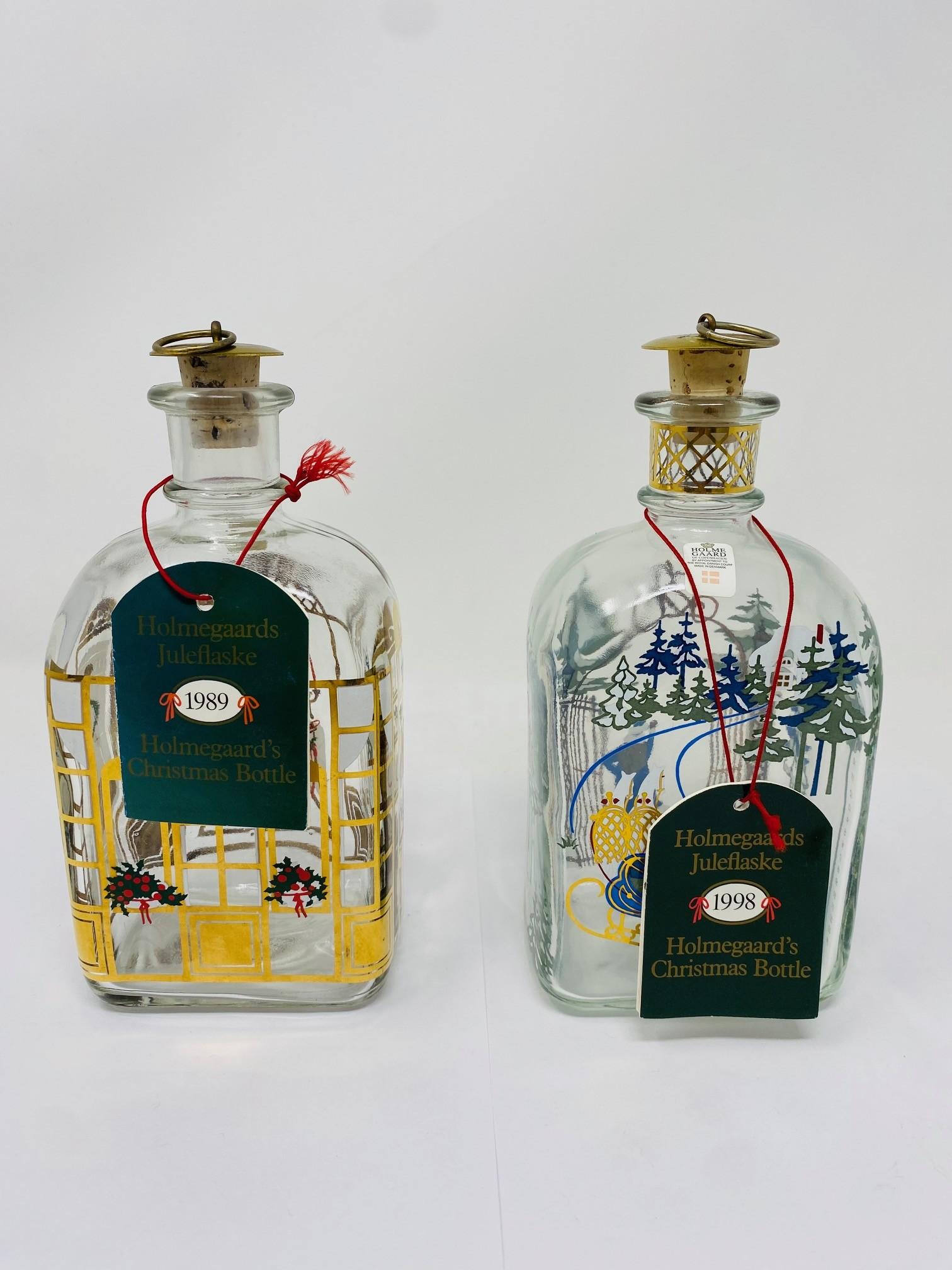 Coppia di decanter natalizi in cristallo Holmegaard Vintage Holiday Edition In condizioni buone a San Diego, CA