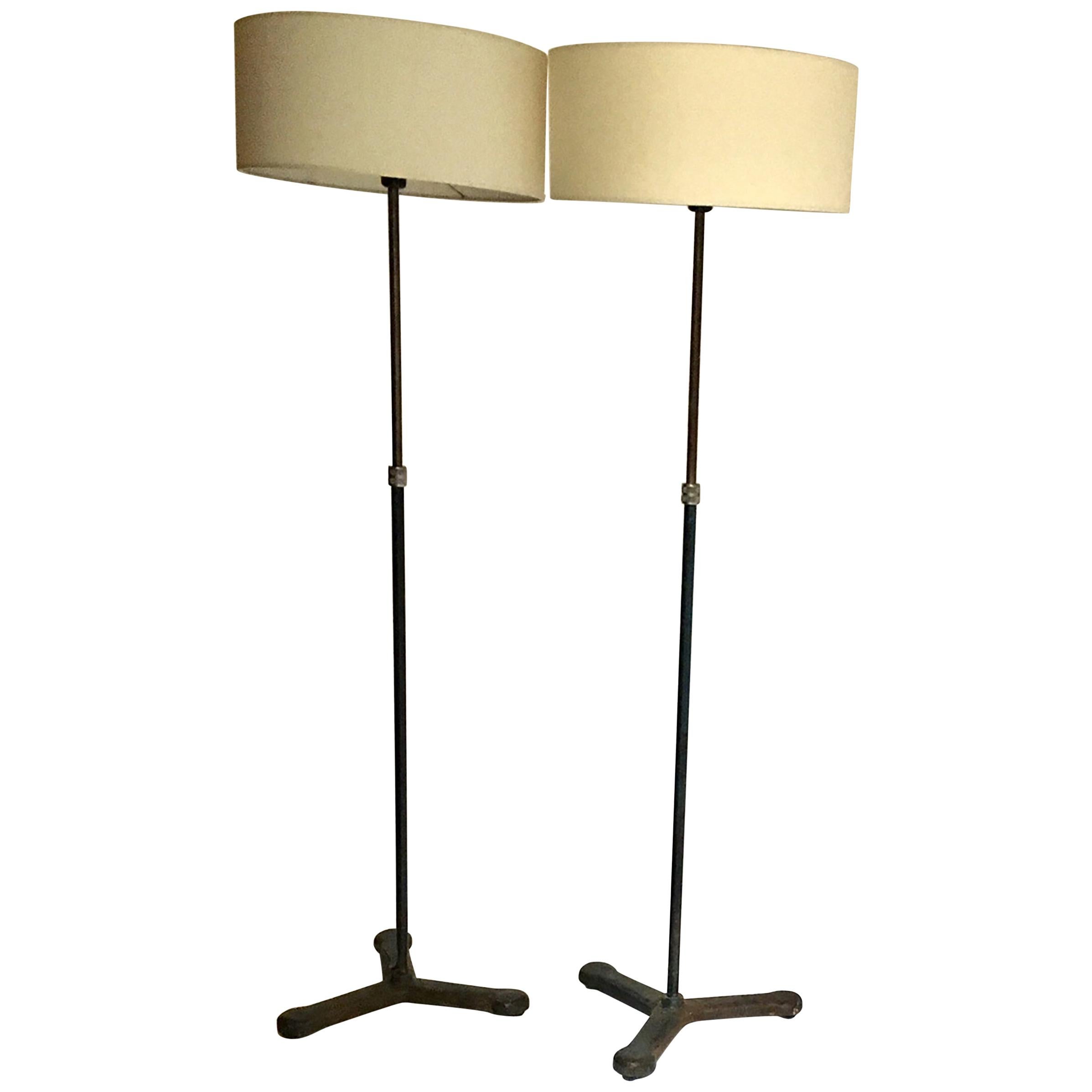 Vintage Pair of Industrial Floor Lamps For Sale