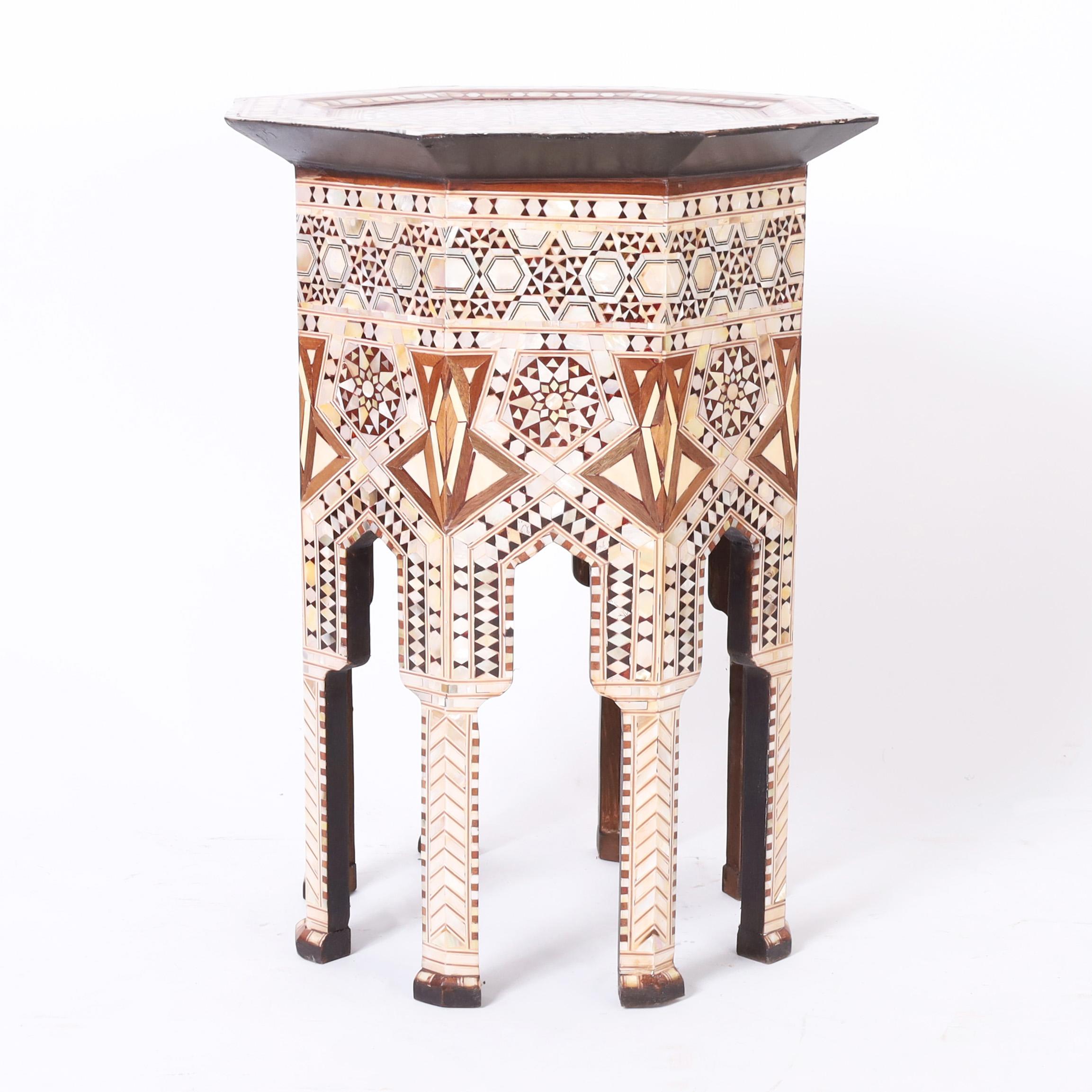 Moorish Vintage Pair of Inlaid Moroccan Stands or Tables