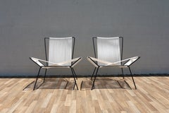 Vintage Pair of Iron and Rope Lounge Chairs  Mid Century Modern Sculptural