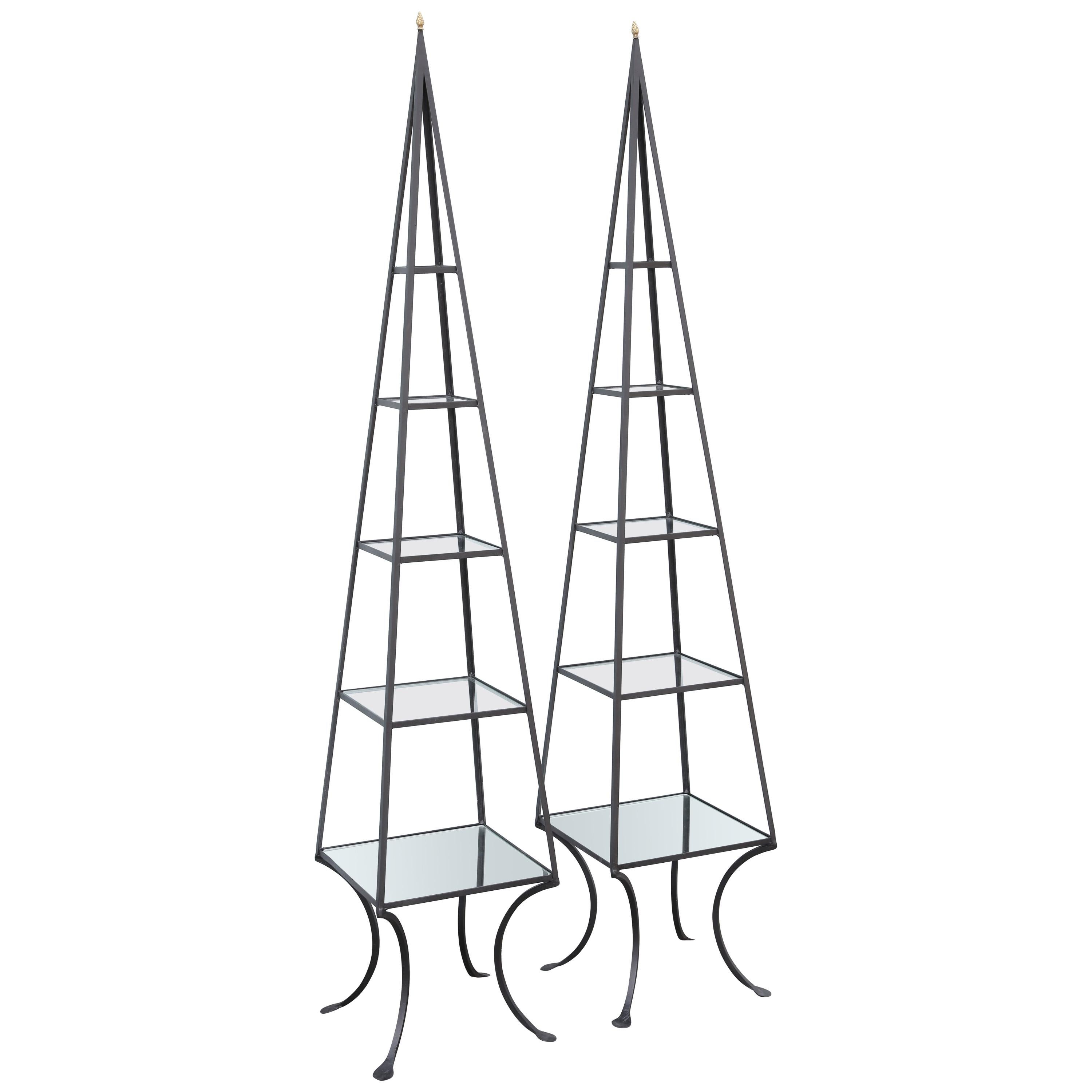 Vintage Pair of Iron Obelisks