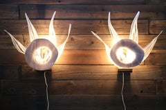 Vintage Italian Murano Glass Sconces, Brass, Modern Style, 1970s