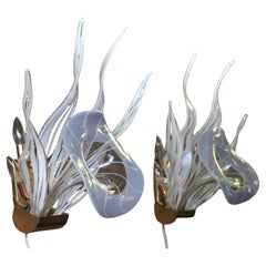 Vintage Pair of Italian 1970's Murano Sconces