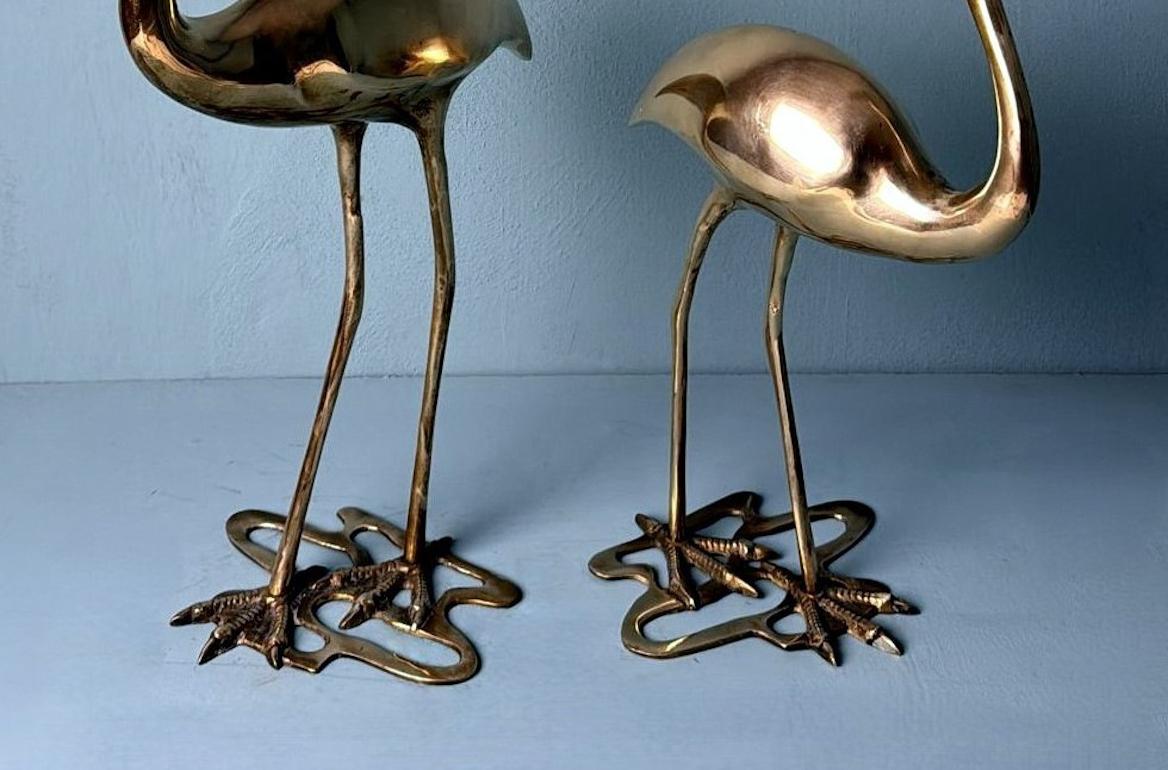 Italienisch   Mid Century Paar von  Flamingos aus Messing in Hohlraum im Angebot 4