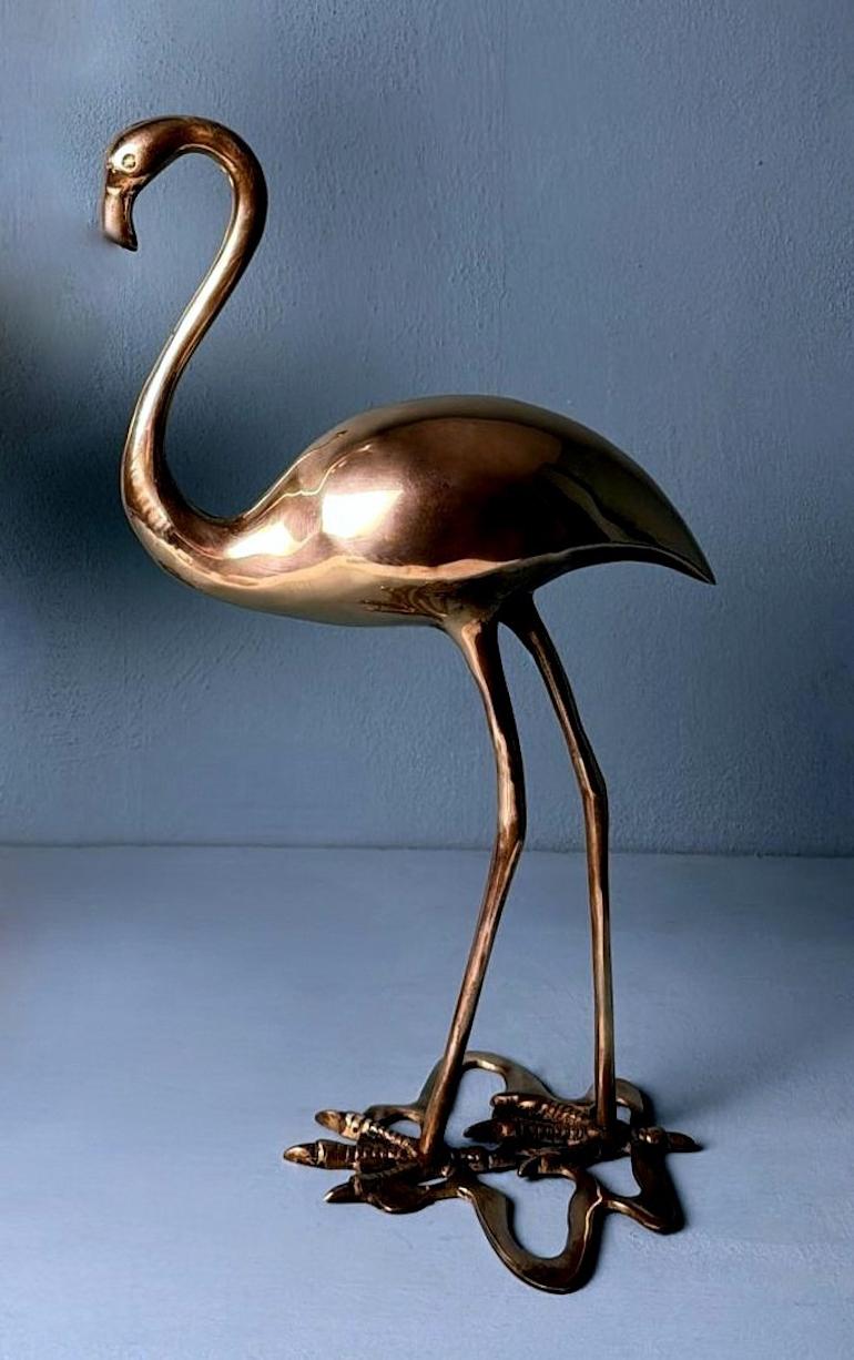 Italienisch   Mid Century Paar von  Flamingos aus Messing in Hohlraum im Angebot 5