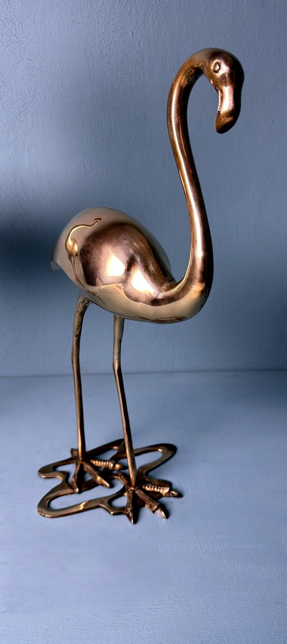 Italienisch   Mid Century Paar von  Flamingos aus Messing in Hohlraum im Angebot 7