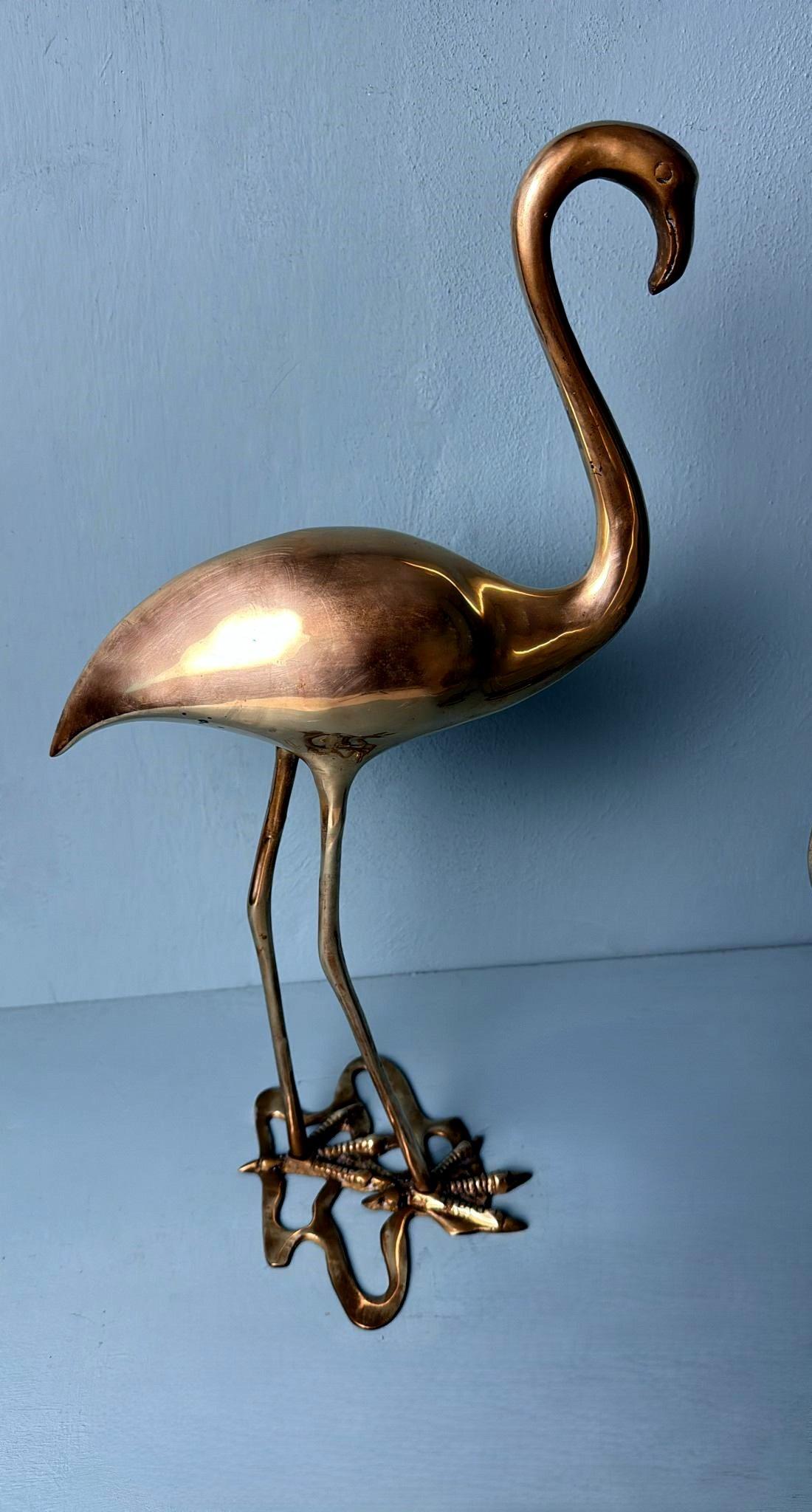 Italienisch   Mid Century Paar von  Flamingos aus Messing in Hohlraum im Angebot 8