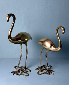 Italian   Mid Century Pair of  Brass Flamingos in Hollow