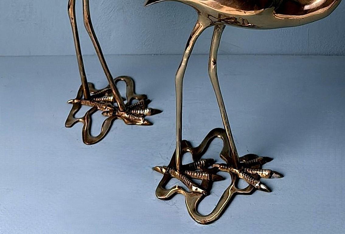 Italienisch   Mid Century Paar von  Flamingos aus Messing in Hohlraum im Angebot 3