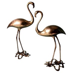 Italian   Mid Century Pair of  Brass Flamingos in Hollow