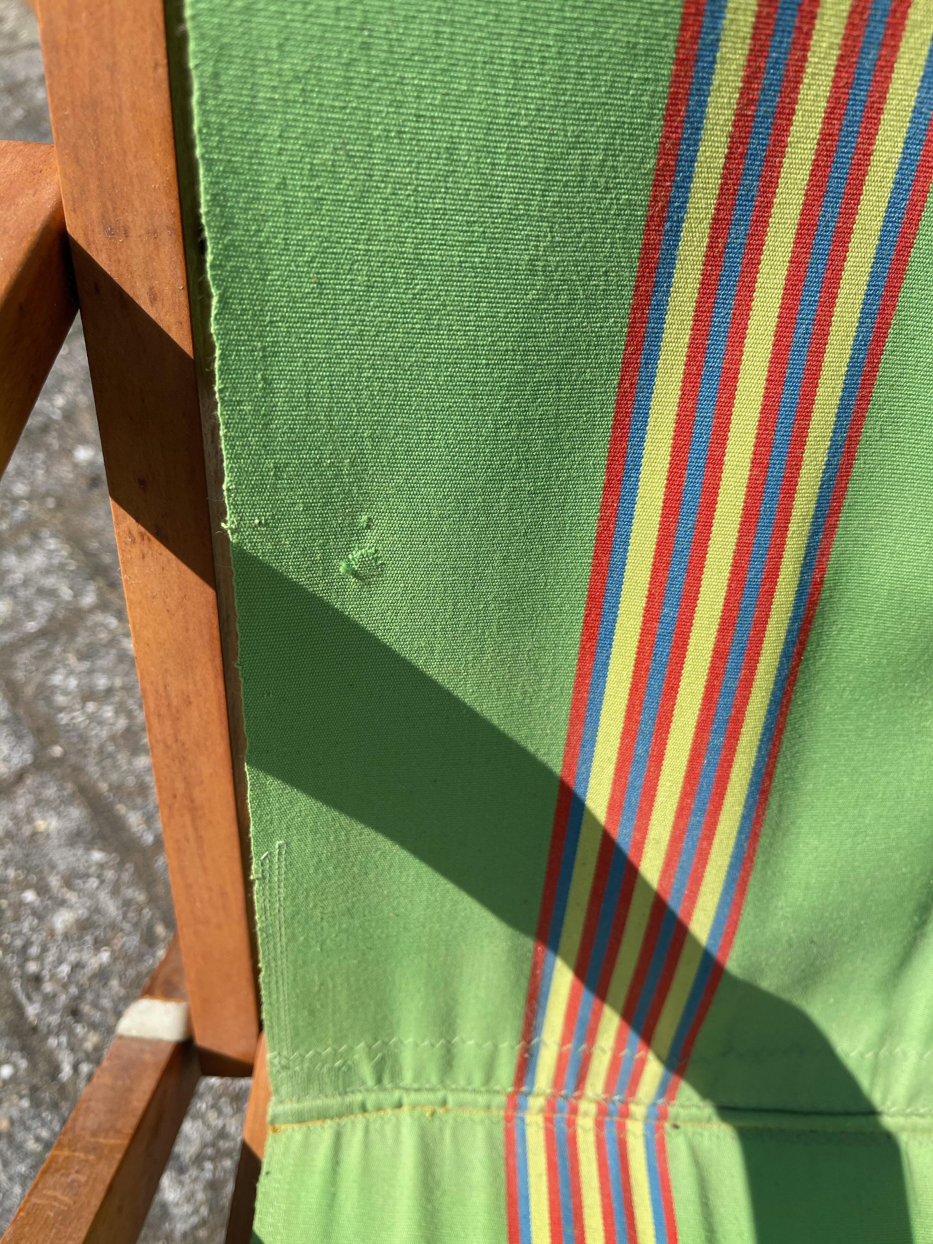 Vintage Pair of Italian Folding Beechwood Sun Beach Chairs by Brevetti Reguitti 11