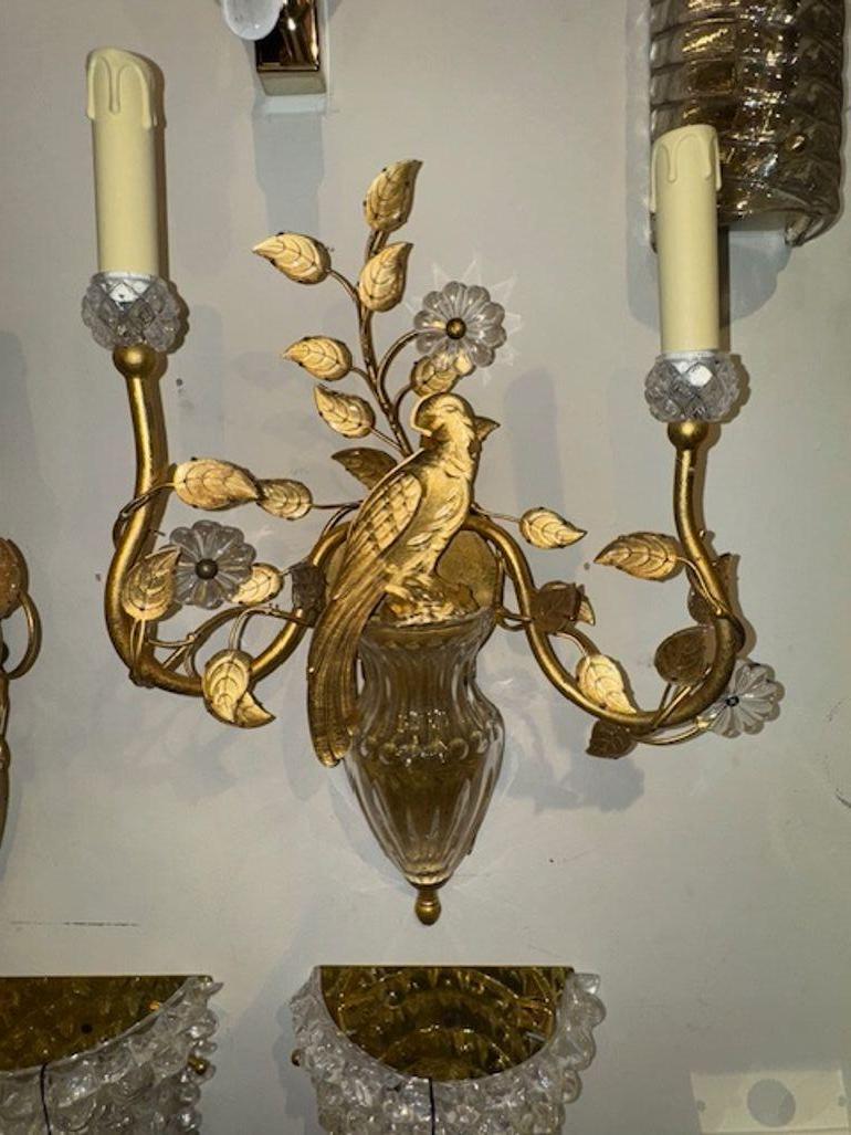 Paire d'appliques italiennes en verre en forme d'oiseau d'après la Maison Bagues Bon état - En vente à Dallas, TX