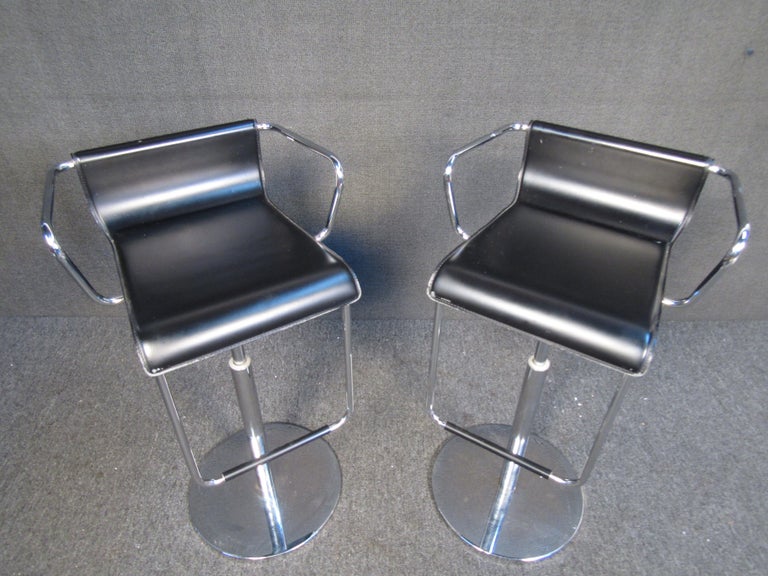 Vintage Pair of Italian Leather Bar Stools by Calligaris at 1stDibs