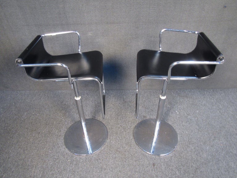 Vintage Pair of Italian Leather Bar Stools by Calligaris at 1stDibs