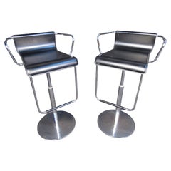 Paire de tabourets de bar italiens vintage en cuir par Calligaris