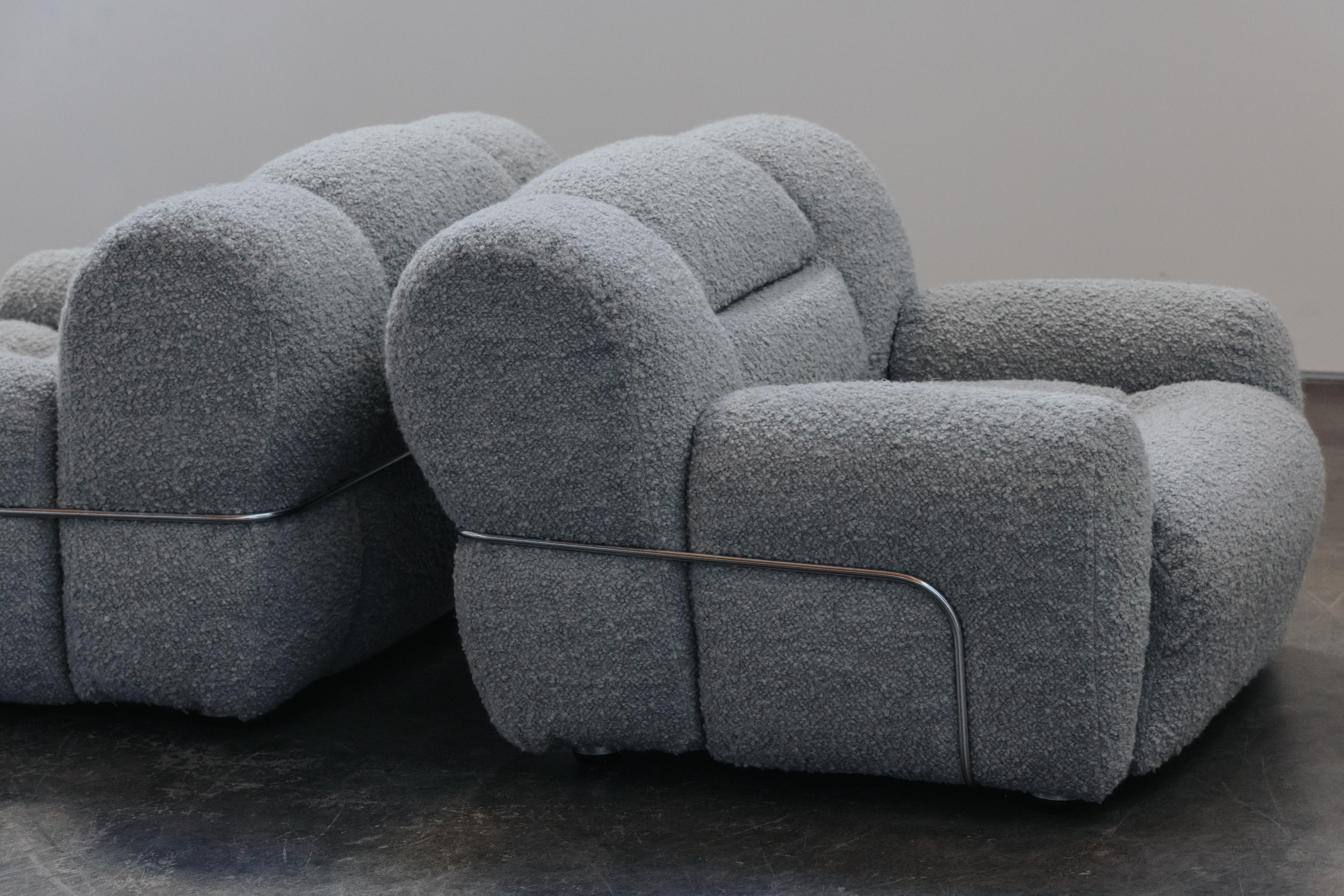Upholstery Vintage Pair Of Italian Lounge Chairs From Italy, Circa 1970