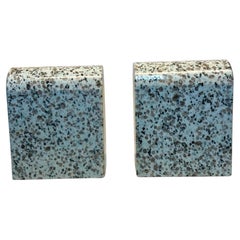 Vintage Pair of Italian MCM Speckled Granite & Marble Triumphal Arch Bookends