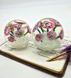 Vintage pair of Italian Murano glass paperweights circa 1930