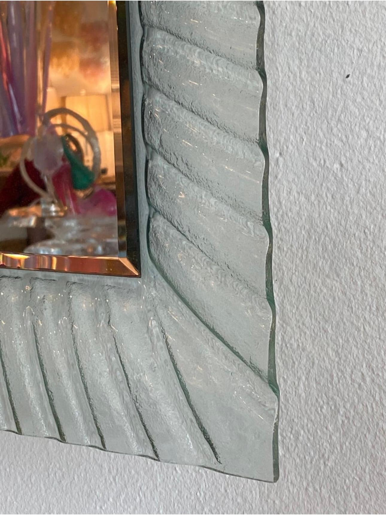 Vintage Pair of Italian Murano Wavy Ruffle Scalloped Glass Wall Mirrors  1