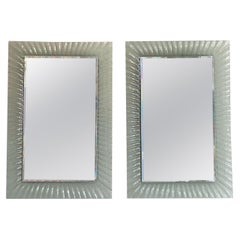Vintage Pair of Italian Murano Wavy Glass Wall Mirrors