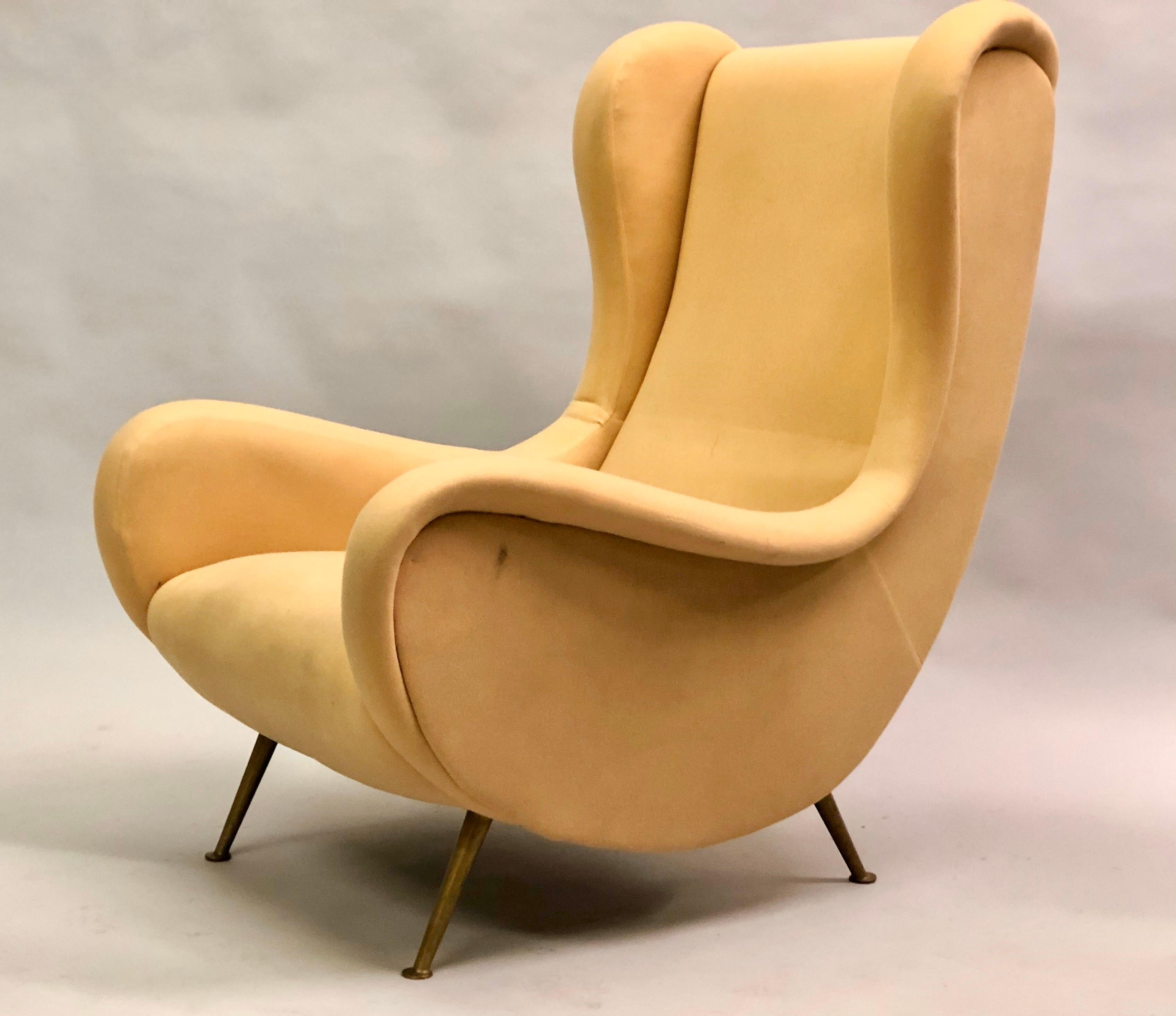 Mid-20th Century Vintage Pair of Italian 'Senior Chairs' / Lounge Chairs, Marco Zanuso Style For Sale