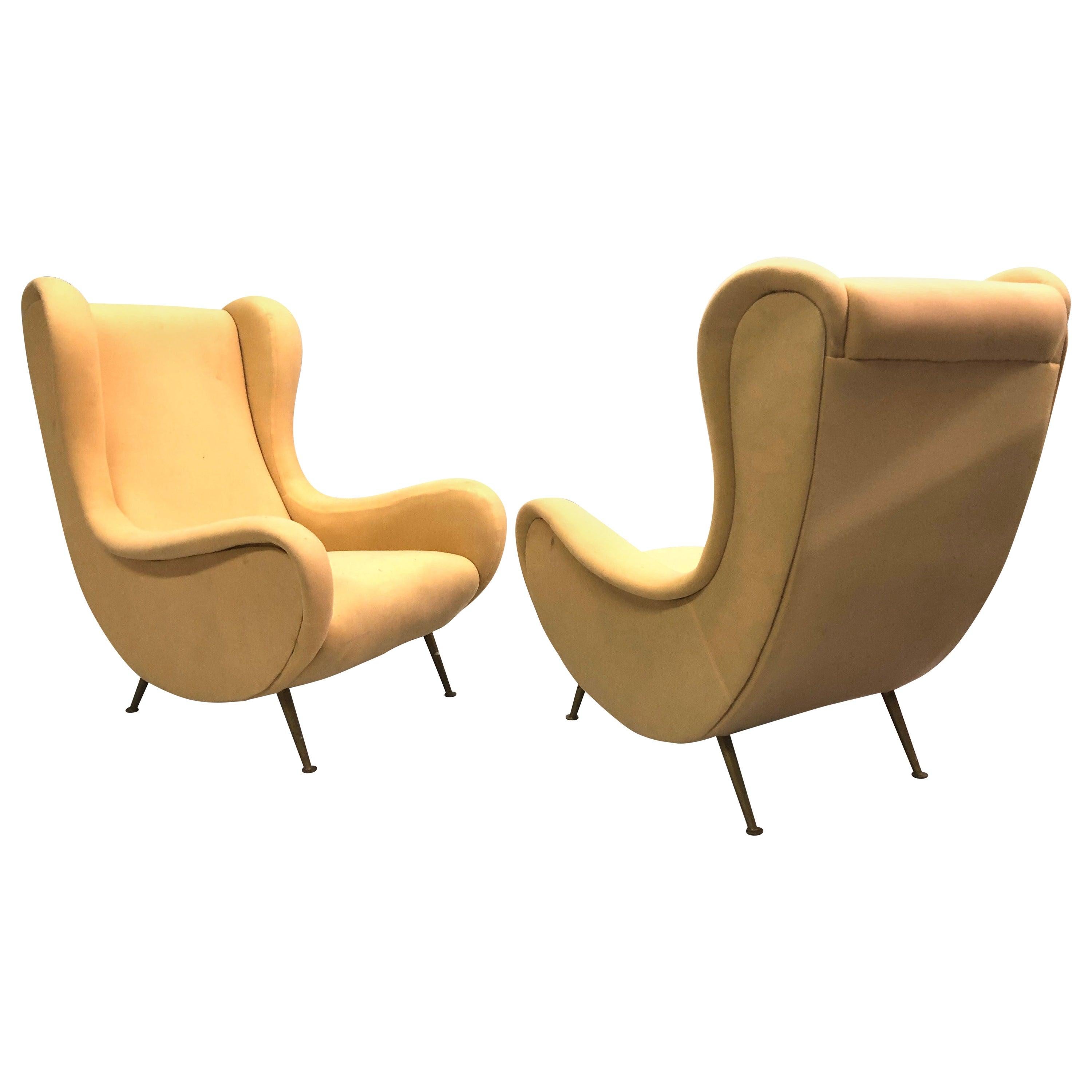 Paire de chaises vintage italiennes Senior Chairs / Lounge Chairs, style Marco Zanuso