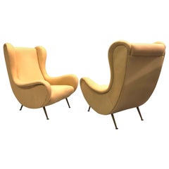 Vintage Pair of Italian 'Senior Chairs' / Lounge Chairs, Marco Zanuso Style