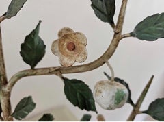 Vintage Pair of Italian Tole Espalier Fruit Trees adorned with Apples & Birds