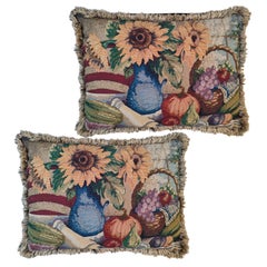 Paire de coussins vintage en jacquard avec pampilles, coussins décoratifs