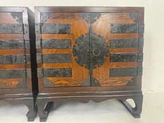 Vintage pair of Japanese style nightstands/side tables