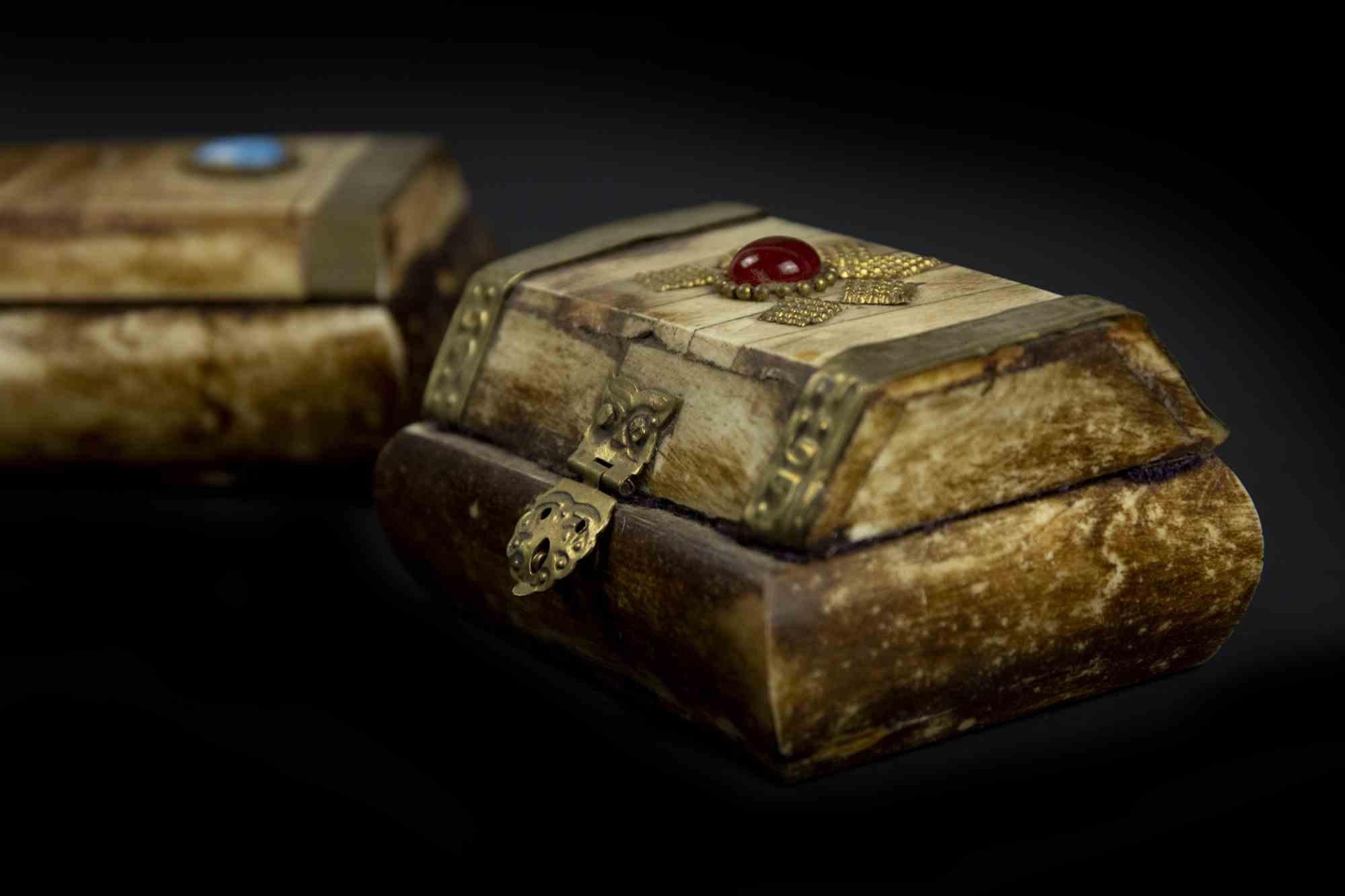 Brass Vintage Pair of Jewelry Boxes, Mid-20th Century For Sale
