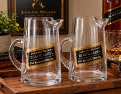 Vintage Pair of Johnnie Walker Black Label Scotch Whisky Advertising Pitchers