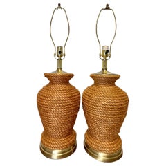 Vintage-Paar Jute-Seil-Lampen