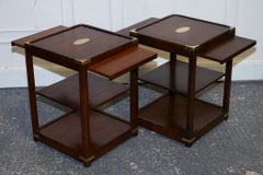 VINTAGE PAIR OF KENNEDY LONDON MILITARY CAMPAIGN BRASS SIDE END WiNE TABLES