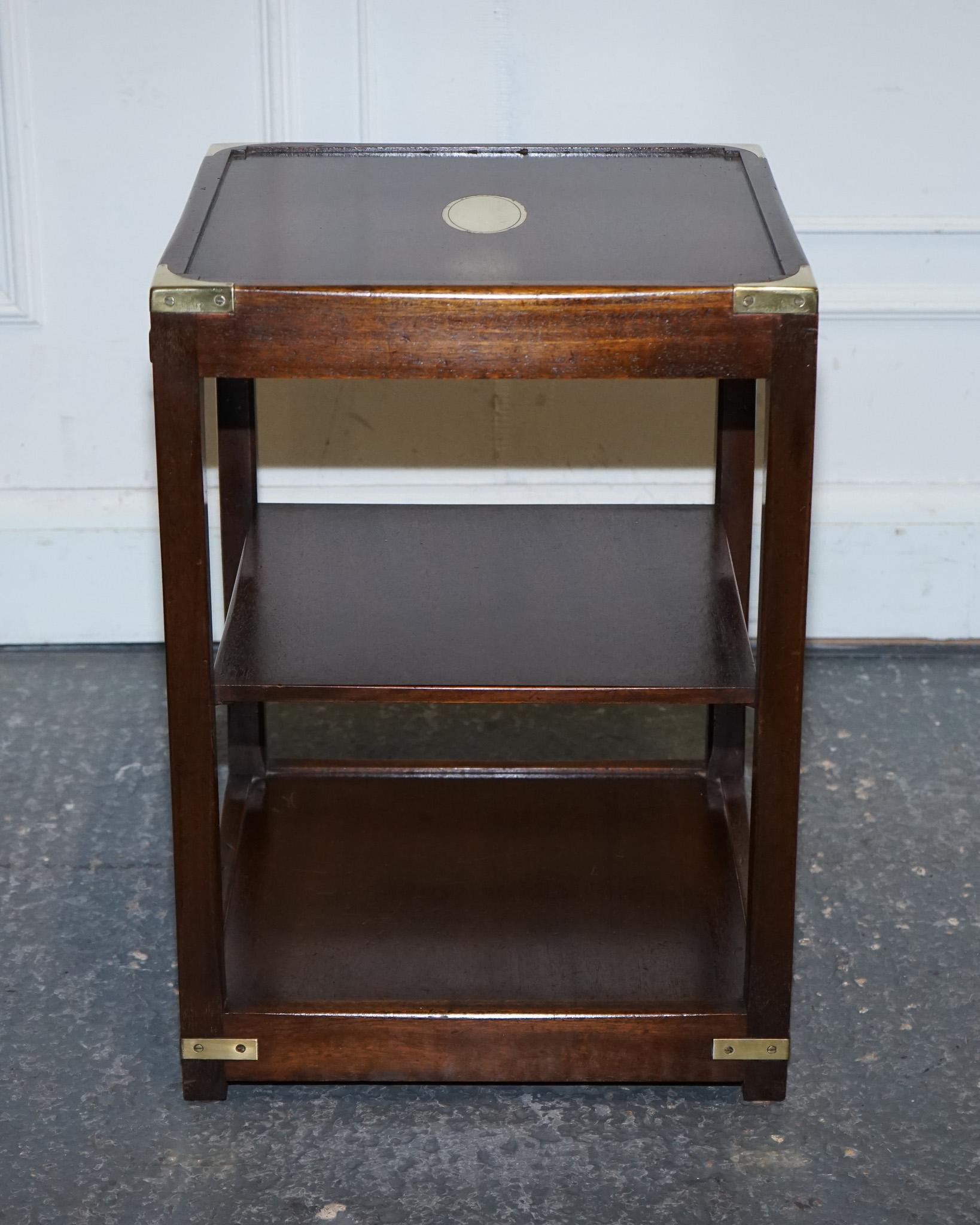 Hand-Crafted VINTAGE PAIR OF KENNEDY LONDON MILITARY CAMPAIGN BRASS SIDE END WiNE TABLES For Sale