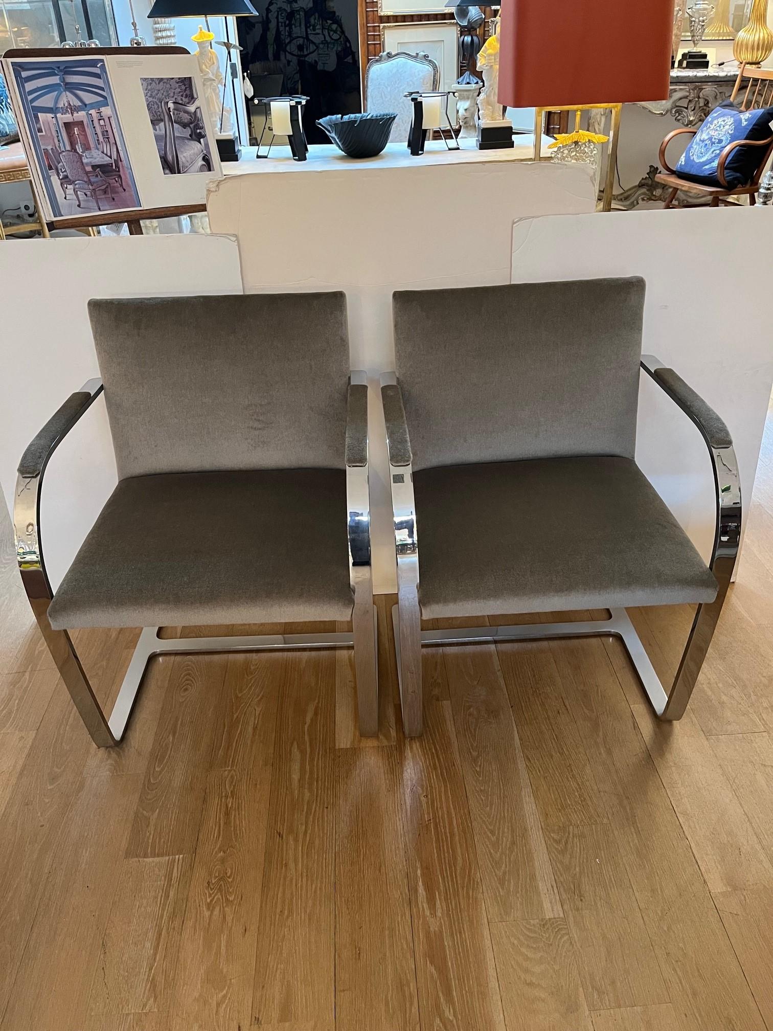 Vintage Pair of Knoll Brno Flat Bar Chairs by Ludwig Mies Van Der Rohe  For Sale 9