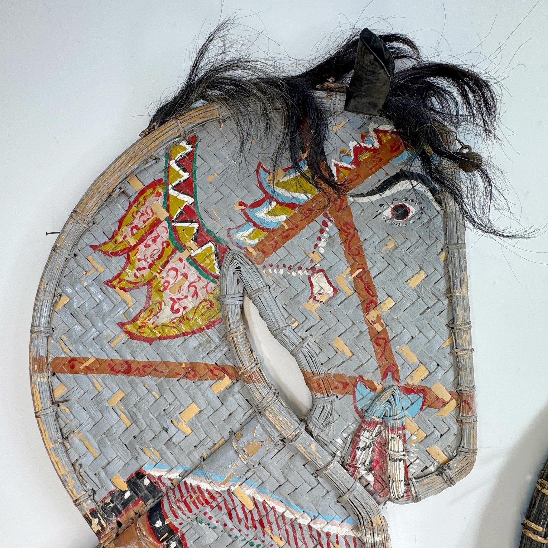 Folk Art Vintage Pair of Kuda Lumping Ceremonial Horses from Java For Sale