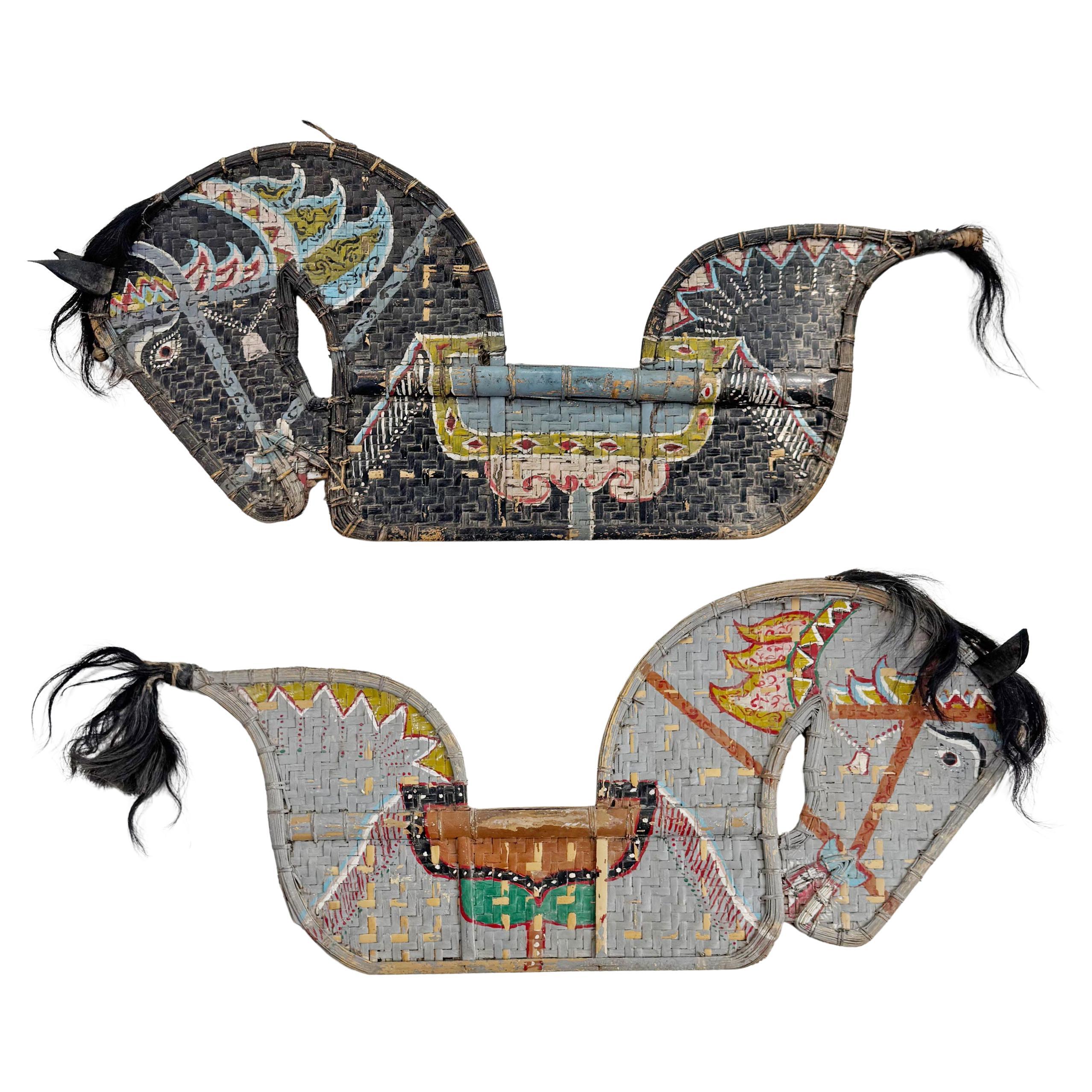 Vintage Pair of Kuda Lumping Ceremonial Horses from Java For Sale