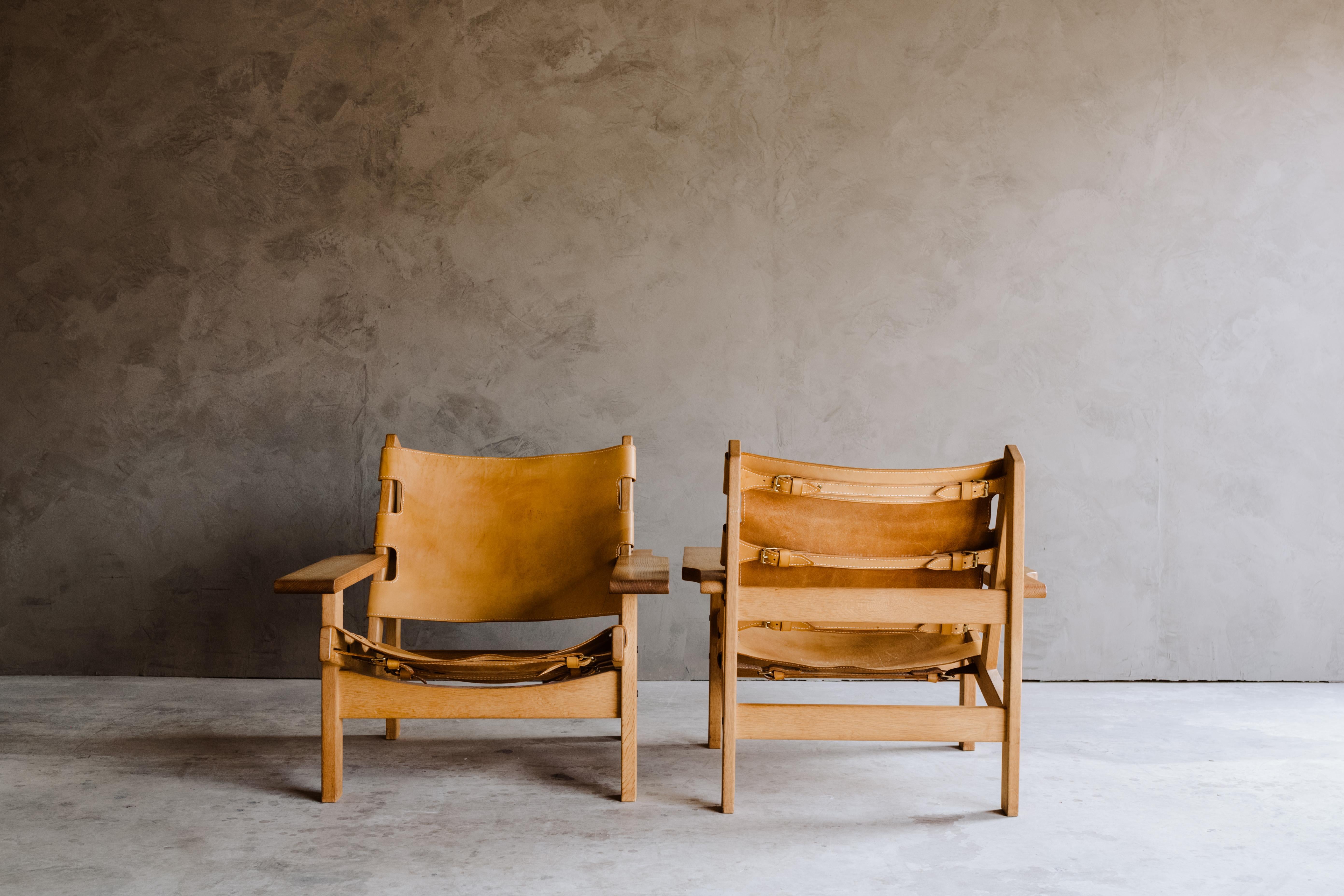 Leather Vintage Pair of Kurt Østervig Hunting Chairs from Denmark, 1960s