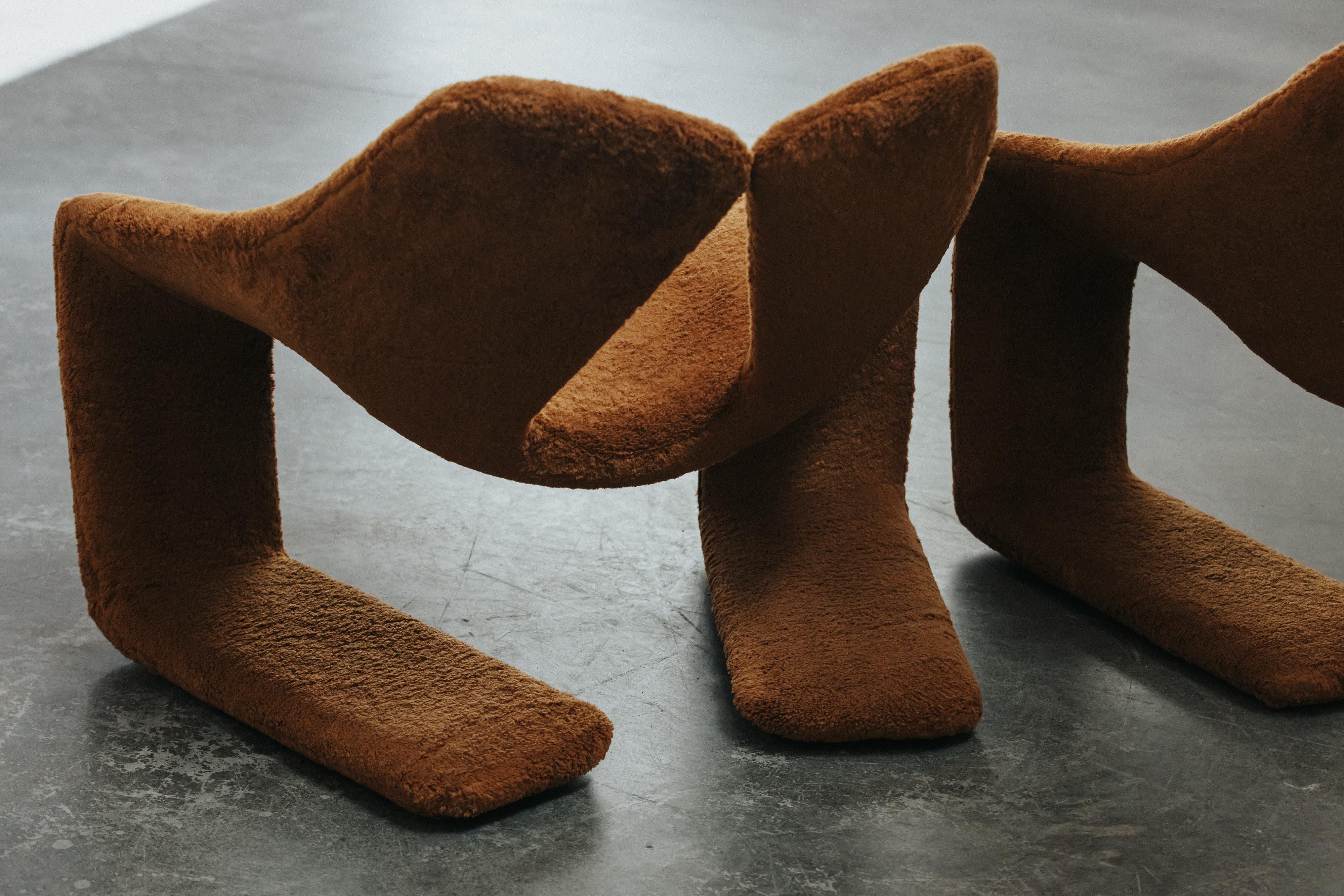 Vintage By Kwok Hoi Chan Zen Lounge Stühle für Steiner, Frankreich 1970er (Polster) im Angebot